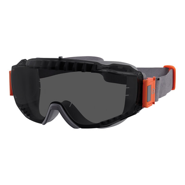 Ergodyne Skullerz MODI Over-The-Glasses Anti-Scratch Anti-Fog Safety Goggles with Smoke Lens, Gray Frame, and Neoprene Strap 60303
