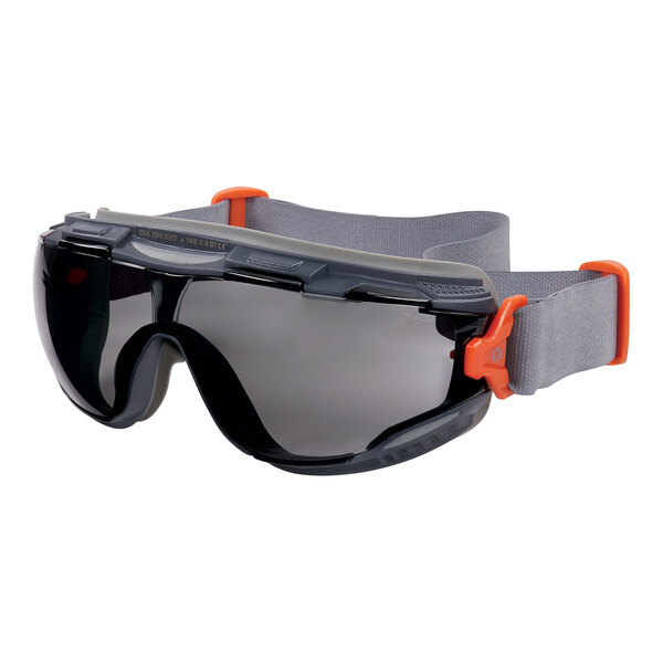 Ergodyne Skullerz ARKYN Anti-Scratch Anti-Fog Safety Goggles with Smoke Lens, Gray Frame, and Neoprene Strap 60311
