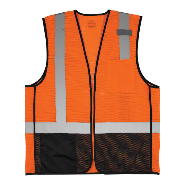 Ergodyne GloWear 8210Z-BK Type R Class 2 Hi-Vis Orange Mesh Vest with Black Front Panel