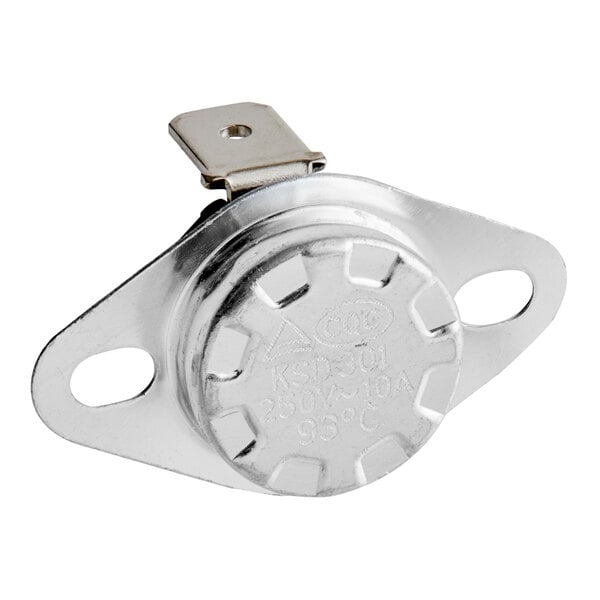 A metal temperature switch designed for use in cappuccino or hot chocolate machines.