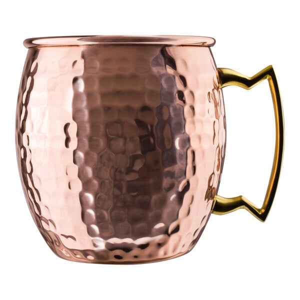 Modern Mixologist from Steelite International 16 oz. Hammered Copper Moscow Mule Mug with Brass Handle - 24/Case
