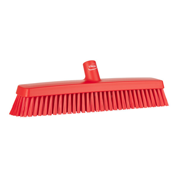 Vikan 31754 16 1/2" Red Heavy-Duty Push Broom Head with Soft / Stiff Bristles