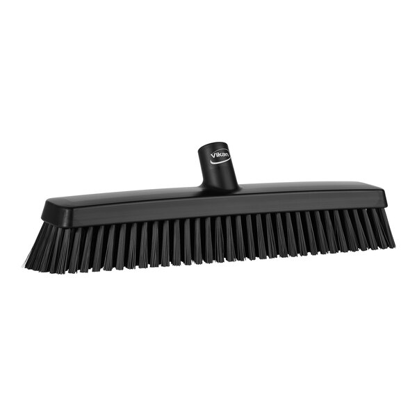 Vikan 31759 16 1/2" Black Heavy-Duty Push Broom Head with Soft / Stiff Bristles