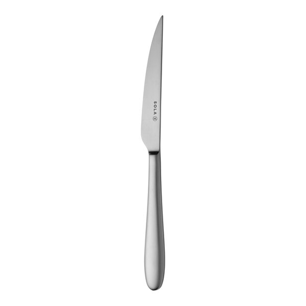 Sola the Netherlands Siena Satin 9 5/16" 18/10 Stainless Steel Extra Heavy Weight Steak Knife - 12/Case