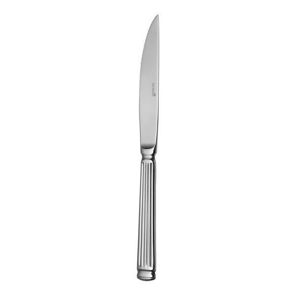 Sola the Netherlands Facette 9 3/8" 18/10 Stainless Steel Extra Heavy Weight Steak Knife - 12/Case