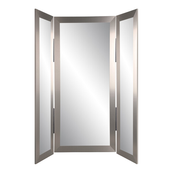 BrandtWorks 64" x 71" Brushed Silver Trifold Dressing Mirror