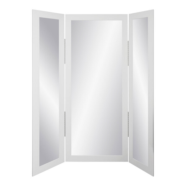 BrandtWorks 64" x 71" Matte White Trifold Dressing Mirror