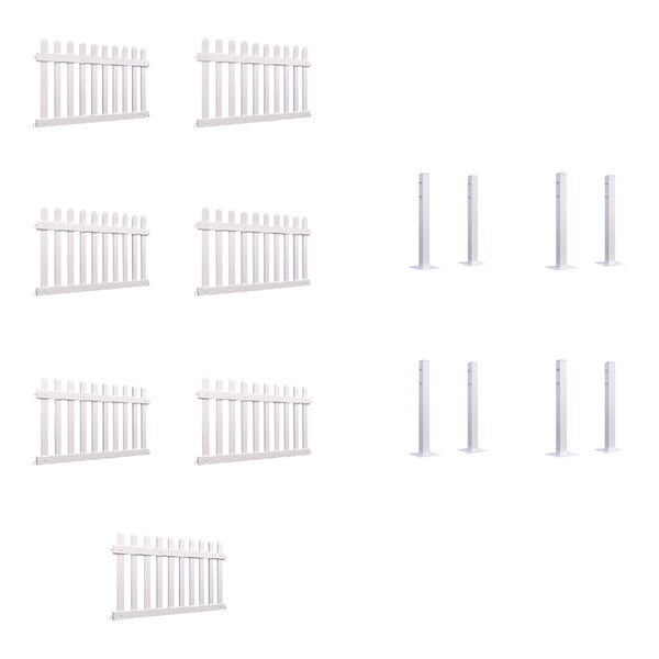 Mod-Fence Mod-Picket 42' White Picket Fence Starter Kit with 7 Fence ...