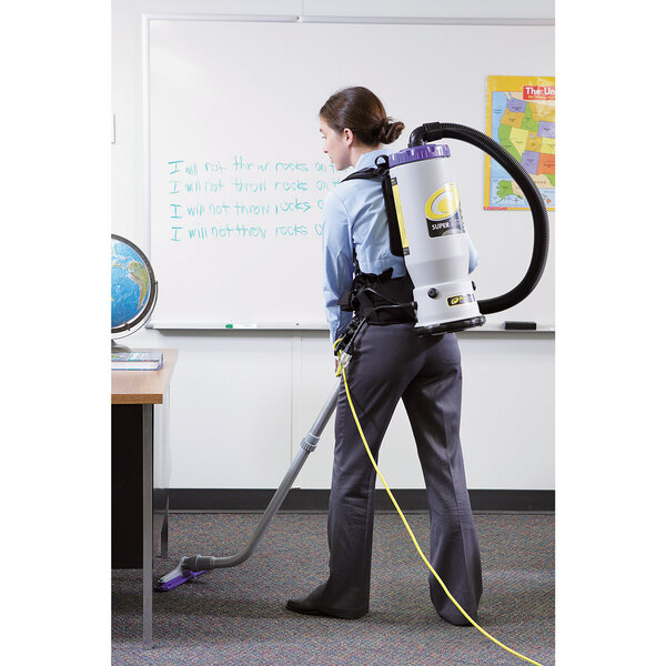 ProTeam 107108 6 Qt. Super QuarterVac HEPA Backpack Vacuum Cleaner with 107098 Xover Floor Tool Kit B - 120V