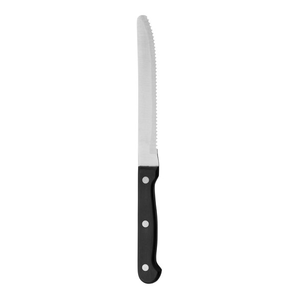Varick from Steelite International 9" 18/0 Serrated Stainless Steel Steak Knife with Black Bakelite Handle - 48/Case