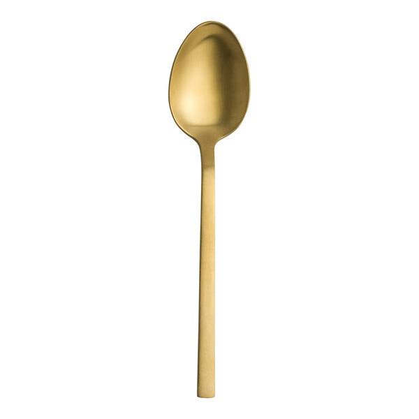 Varick Lissome Gold from Steelite International 7 1/8" 18/0 Stainless Steel Heavy Weight Dessert Spoon - 12/Case