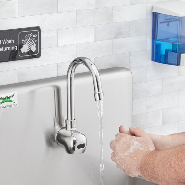 Waterloo Wall-Mount Hands-Free Sensor Faucet with 4 7/16" Gooseneck Spout and 0.5 GPM