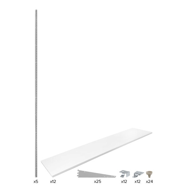 Econoco Beacon 48" x 14" x 96" Metal / White Melamine Shelf Kit with 5