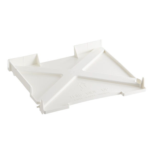 A white plastic Solwave Ameri-Series antenna shield with two holes.