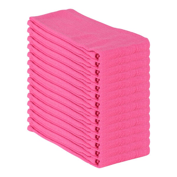 Monarch Brands 16" x 26" Pink 100% Cotton Huck Towel