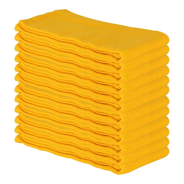 Monarch Brands 16" x 26" Yellow 100% Cotton Huck Towel