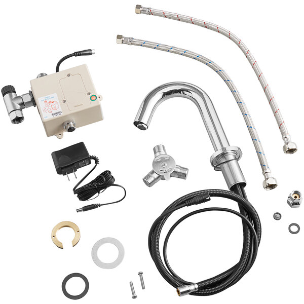 A Waterloo chrome hands-free sensor faucet with gooseneck spout and concealed sensor.