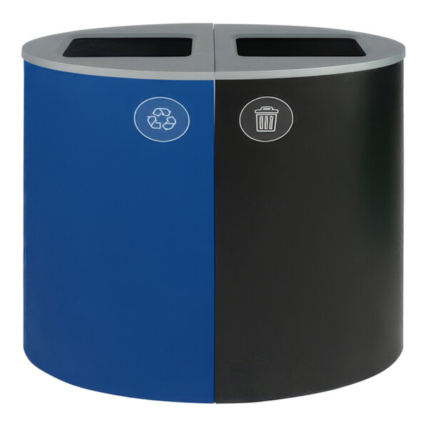Busch Systems Spectrum 101167 44 Gallon Ellipse Color-Coded Powder-Coated Steel Two Stream Decorative Recyclables / Waste Receptacle