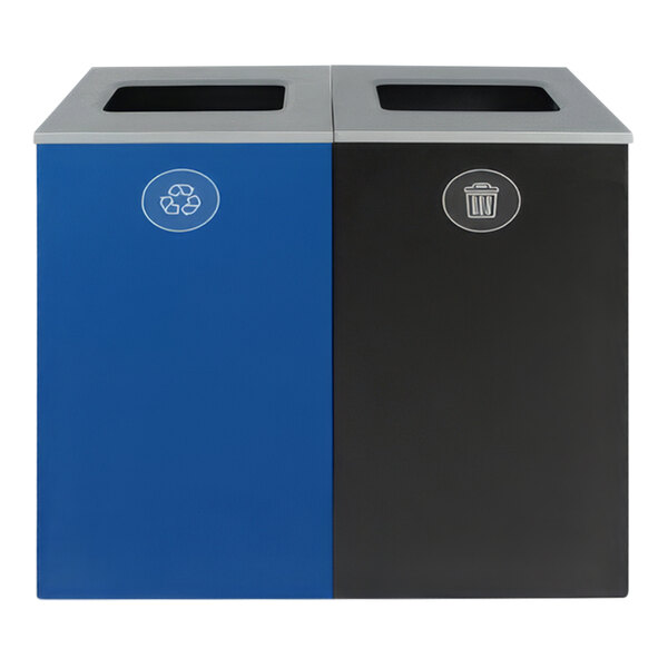 Busch Systems Spectrum 101183 48 Gallon Color-Coded Powder-Coated Steel Two Stream Decorative Recyclables / Waste Receptacle