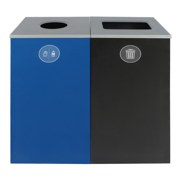 Busch Systems Spectrum 101181 48 Gallon Color-Coded Powder-Coated Steel Two Stream Decorative Cans & Bottles / Waste Receptacle