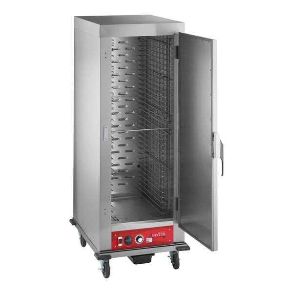 A full size insulated heated holding cabinet with a solid stainless steel door and control panel at the bottom, designed for commercial food service use.