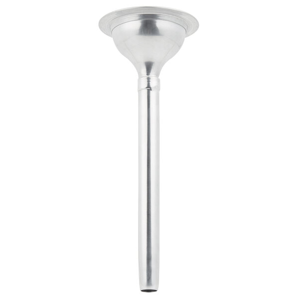 A silver cylindrical funnel.