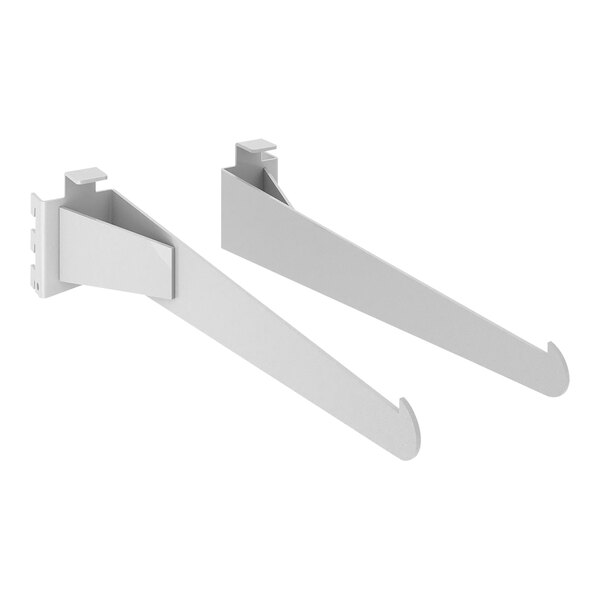 Econoco 14 3/16" Gloss White Steel Shelf Bracket Set for Select Double-Sided Merchandisers and Outriggers APSLFKBW - 2/Set