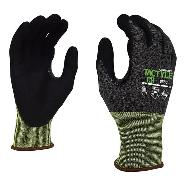 Cordova Tactyle CR 21 Gauge HPPE / Tungsten Steel A7 Level Cut-Resistant Touchscreen Gloves with Tuf-Cor Sandy Nitrile Palm Coating
