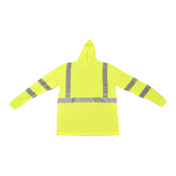 Cordova Cor-Brite Type R Class 3 Hi-Vis Lime Hooded Long Sleeve Safety Shirt with Reflective Tape
