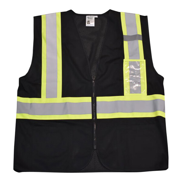 Cordova Cor-Brite Black Mesh Safety Vest with Two-Tone Reflective Tape VZB242PL - Large
