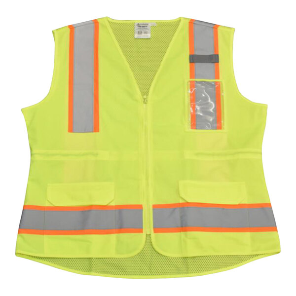 Cordova Cor-Brite Lime Type R Class II Ladies High Visibility Surveyor's Mesh Safety Vest with Two-Tone Reflective Tape