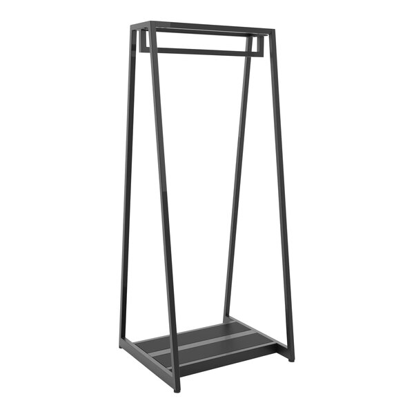 Econoco Aspect 26" x 24" x 62" Matte Black Double-Sided Floor Merchandiser with Ballet Bar and Reversible Melamine Inserts APA24MAB
