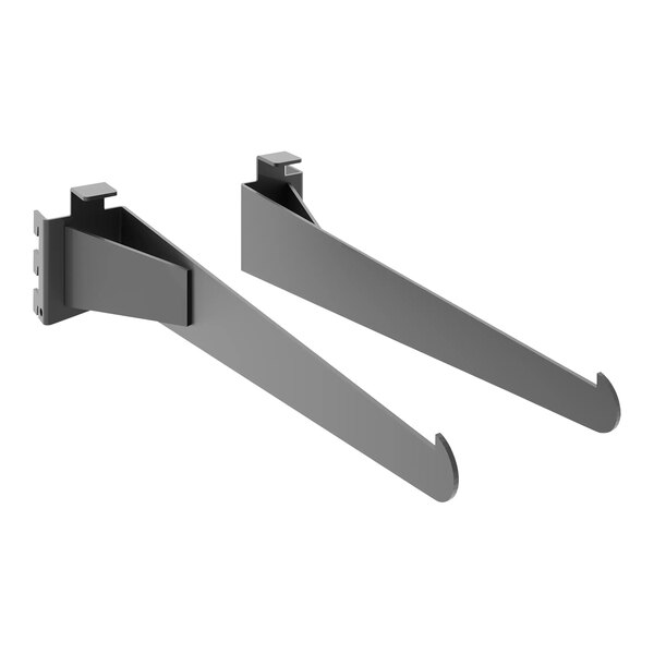Econoco 14 3/16" Matte Black Steel Shelf Bracket Set for Select Double-Sided Merchandisers and Outriggers APSLFKBMAB - 2/Set