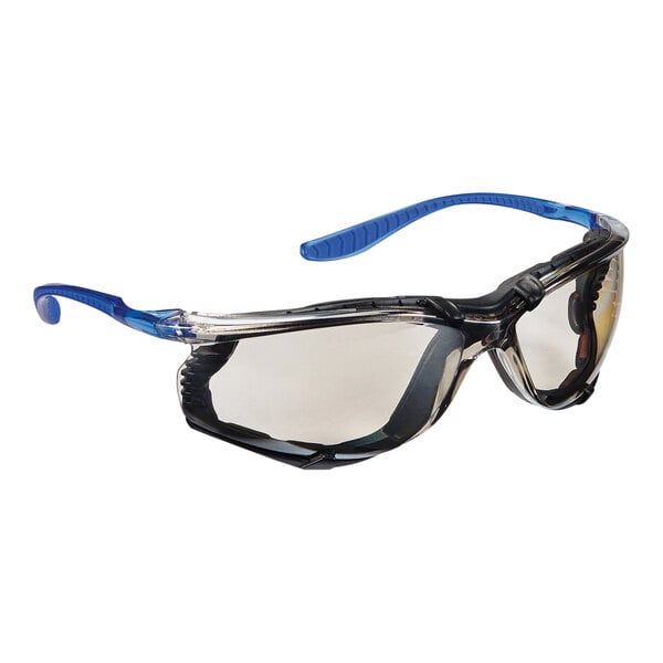 3M Scratch-Resistant Anti-Fog Safety Glasses with Foam Gasket, Clear / Blue Frame, and Mirror Lenses 70006991031