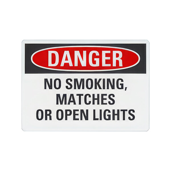 Lavex 10" x 7" Non-Reflective Aluminum "Danger / No Smoking, Matches Or Open Lights" Safety Sign