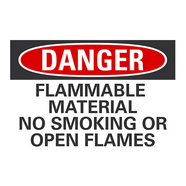 Lavex 10" x 7" Non-Reflective Aluminum "Danger / Flammable Material / No Smoking Or Open Flames" Safety Sign