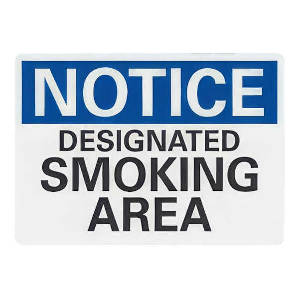 Lavex Non-Reflective Plastic "Notice / Designated Smoking Area" Sign