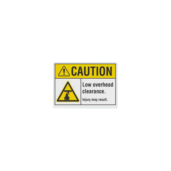 Lavex 10" x 7" Non-Reflective Plastic "Caution / Low Overhead Clearance / Injury May Result" Safety Sign