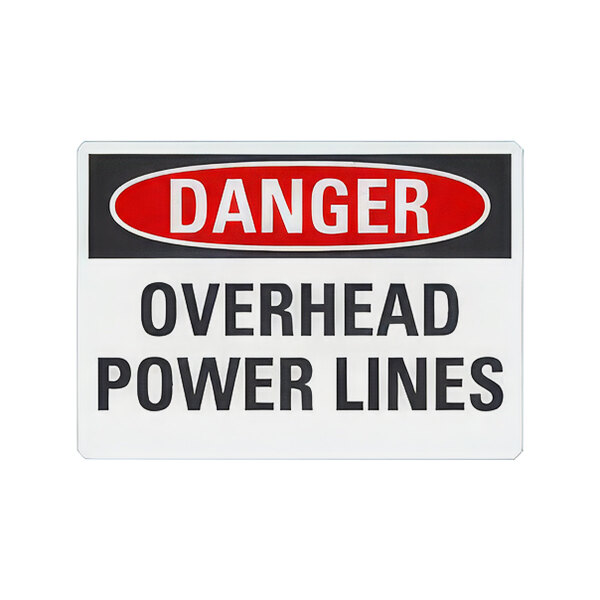 Lavex 14" x 10" Non-Reflective Adhesive Vinyl "Danger / Overhead Power Lines" Safety Label