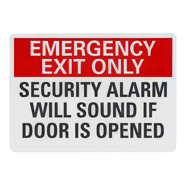 Lavex 7" x 5" Engineer-Grade Reflective Adhesive Vinyl "Emergency Exit Only / Security Alarm Will Sound If Door Is Opened" Safety Label