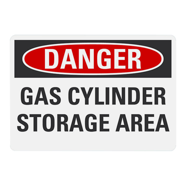 Lavex 14" x 10" Non-Reflective Aluminum "Danger / Gas Cylinder Storage Area" Safety Sign