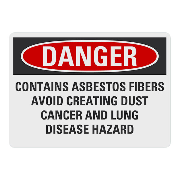 Lavex NonReflective Plastic "Danger / Contains Asbestos Fibers / Avoid