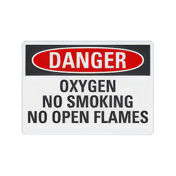 Lavex 14" x 10" Non-Reflective Adhesive Vinyl "Danger / Oxygen / No Smoking / No Open Flames" Safety Label