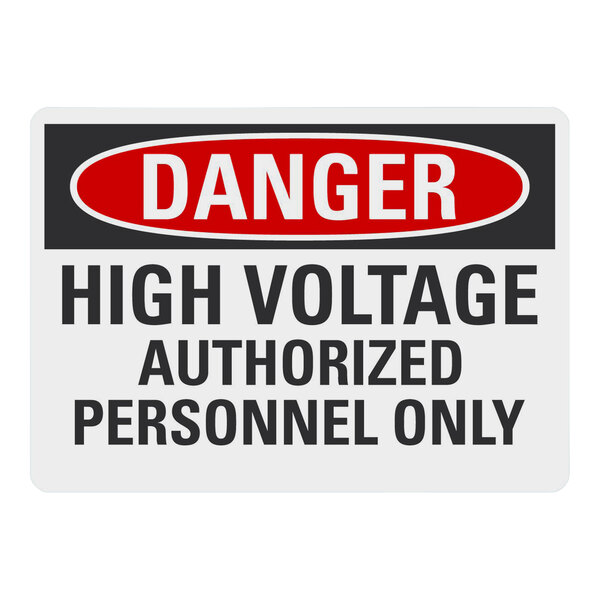 Lavex 10" x 7" Engineer-Grade Reflective Adhesive Vinyl "Danger / High Voltage / Authorized Personnel Only" Safety Label
