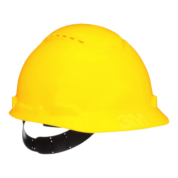 3M Yellow Vented Cap Brim Hard Hat with Pin-Lock Adjustment 70007082889