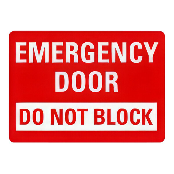 Lavex Adhesive Vinyl "Emergency Door / Do Not Block" Safety Label