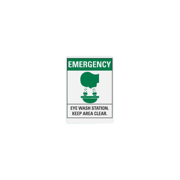 Lavex 10" x 14" Non-Reflective Aluminum "Emergency / Eye Wash Station / Keep Area Clear" Safety Sign