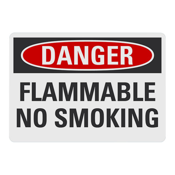 Lavex 10" x 7" Non-Reflective Aluminum "Danger / Flammable / No Smoking" Safety Sign