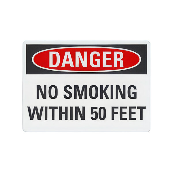 Lavex 14" x 10" Non-Reflective Plastic "Danger / No Smoking Within 50 Feet" Safety Sign