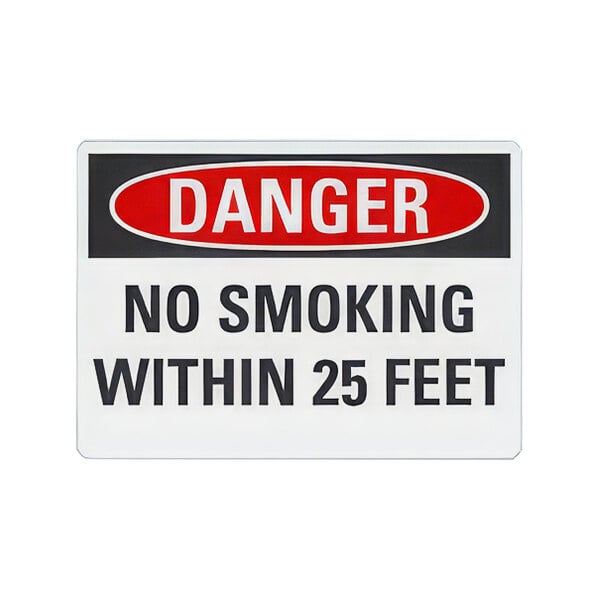 Lavex 14" x 10" Non-Reflective Aluminum "Danger / No Smoking Within 25 Feet" Safety Sign